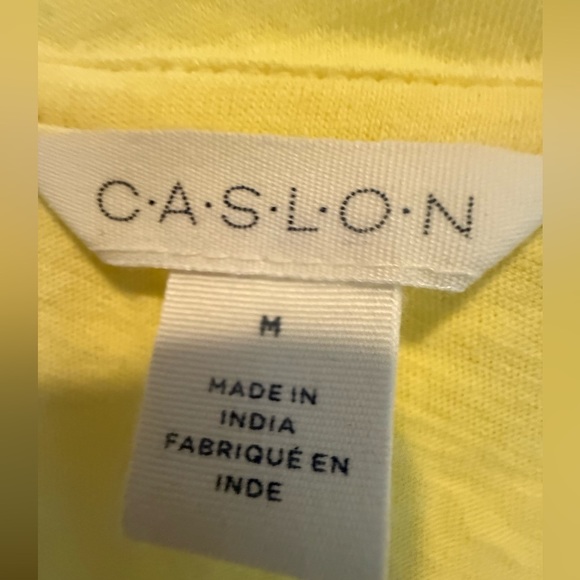 Caslon Yellow Short Sleeve flutter ruffle Tee linen cotton blend Medium NWOT - Picture 6 of 10